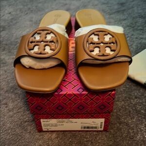 Tory Burch Brown Slide Sandals